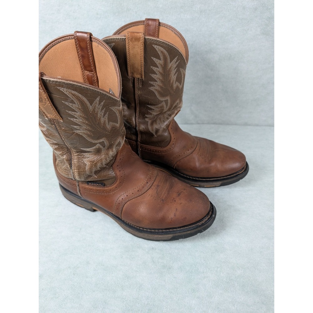 Ariat Men's Brown Leather Waterproof Work Boots ASTM F2892-17 EH  - Size 13 EE W
